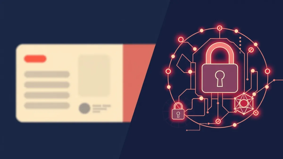 Illustration: A split composition shows two distinct pathways for digital information.