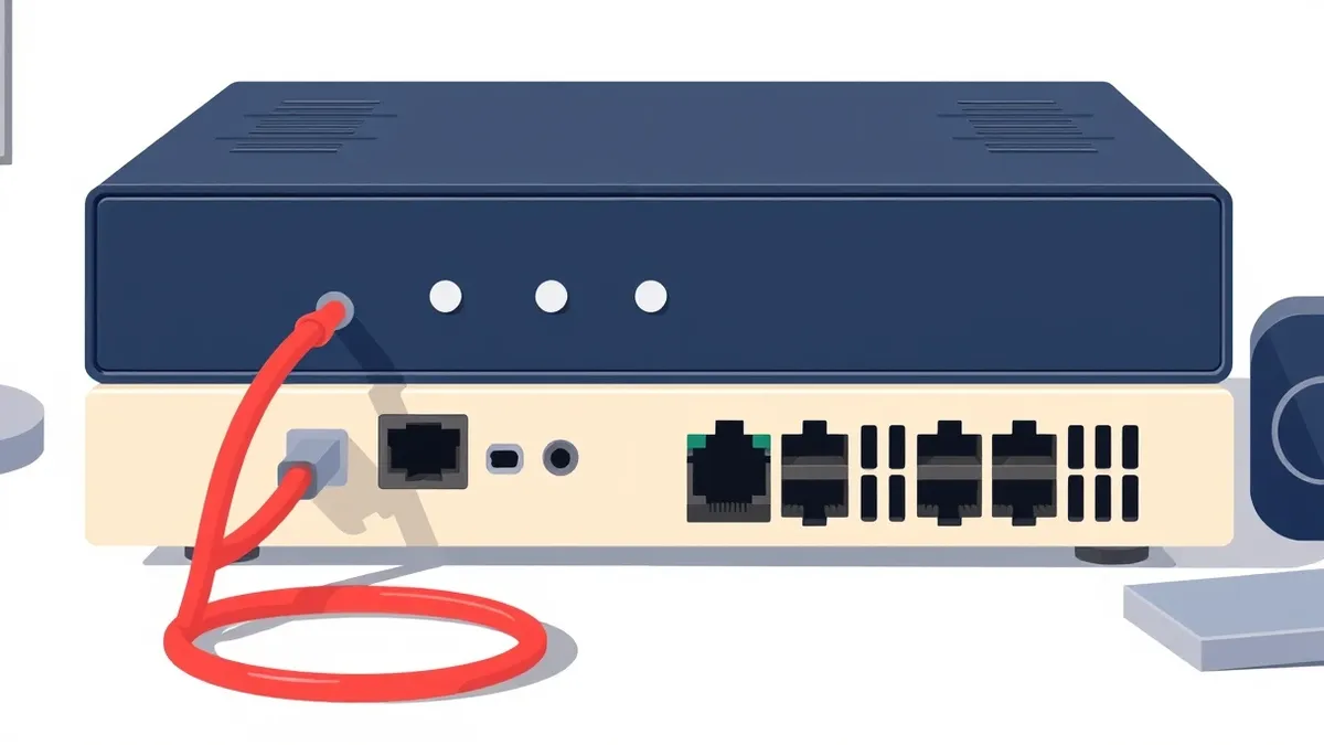 Illustration: A sleek, metallic network appliance sits on a clean white desk, its front panel displaying three blank indicator lights.