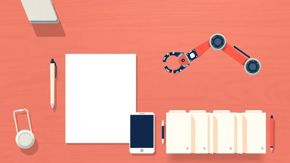 Illustration: A blank white page sits on a wooden desk.