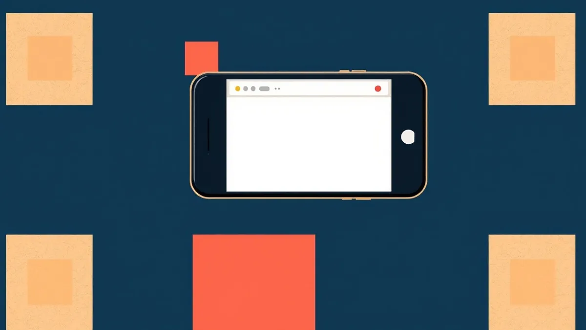Illustration: A smartphone camera lens hovers over a printed square pattern on a wall.